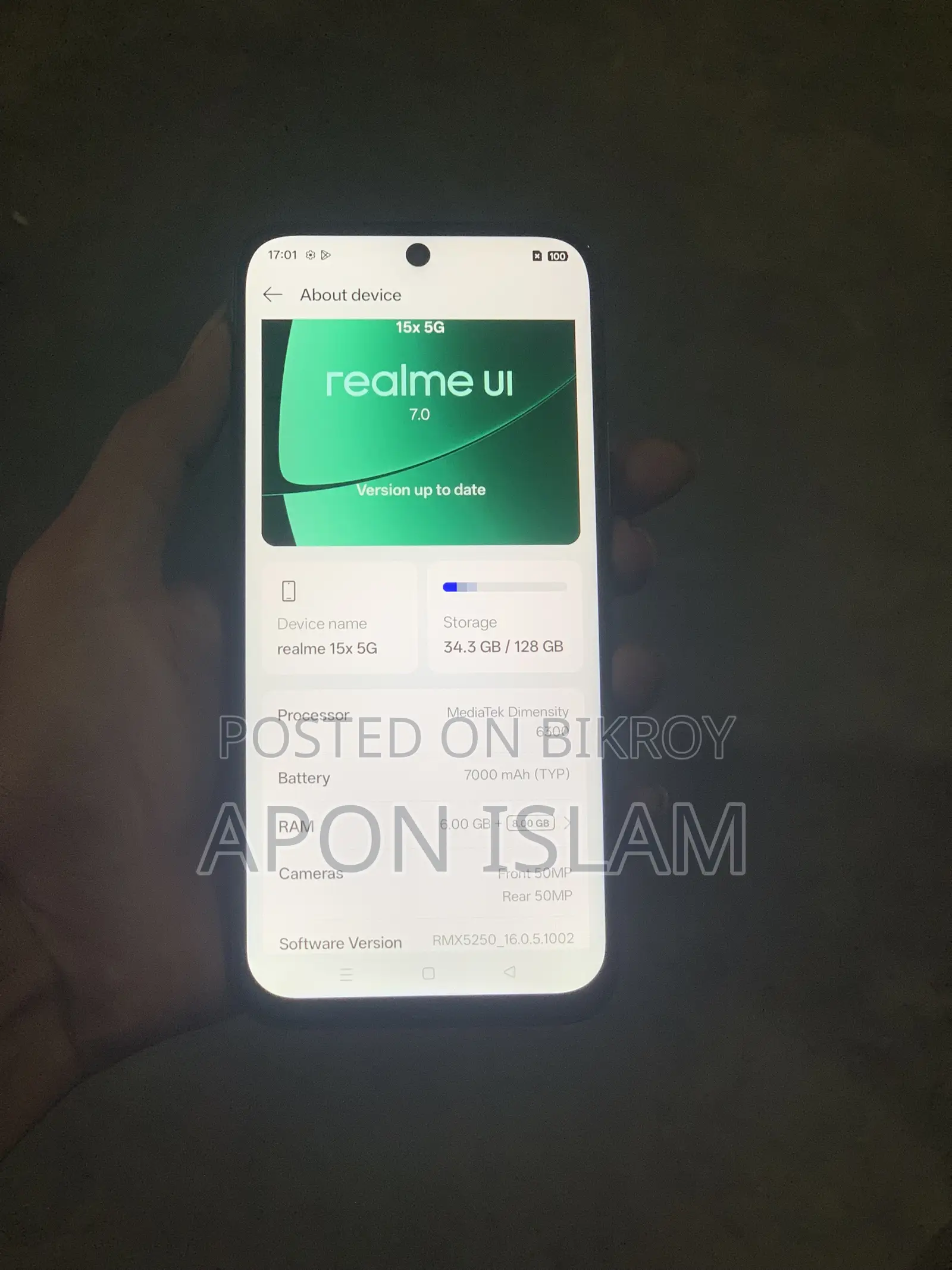 রিয়েলমি ১৫এক্স ১২৮ জিবি ব্লু
