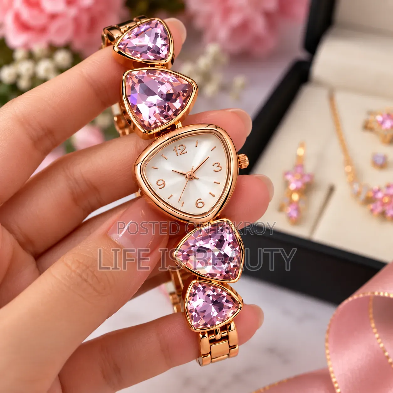 Elegant Jewelry Set for Women | Watch Necklace Ring Earrings Bracelet