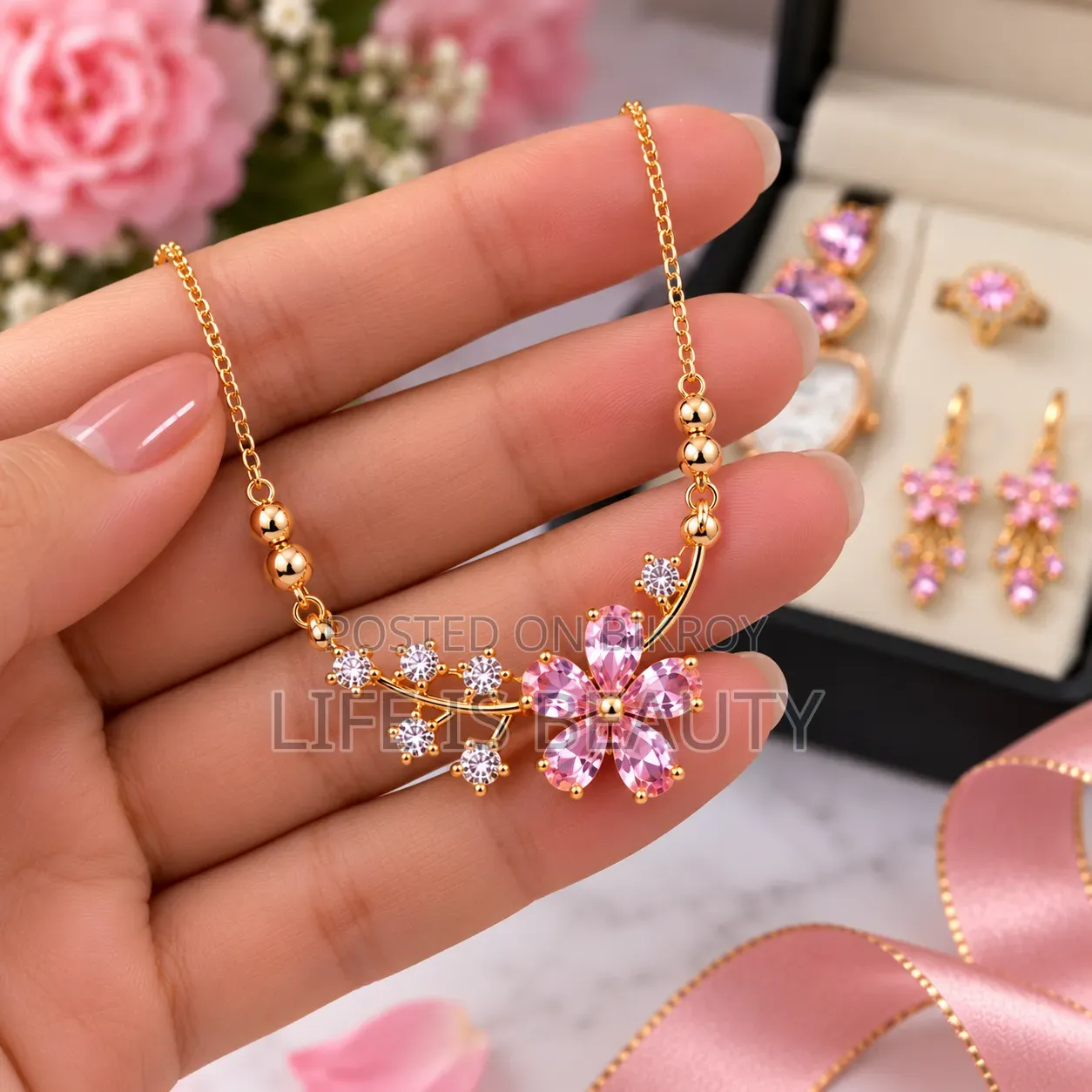 Elegant Jewelry Set for Women | Watch Necklace Ring Earrings Bracelet