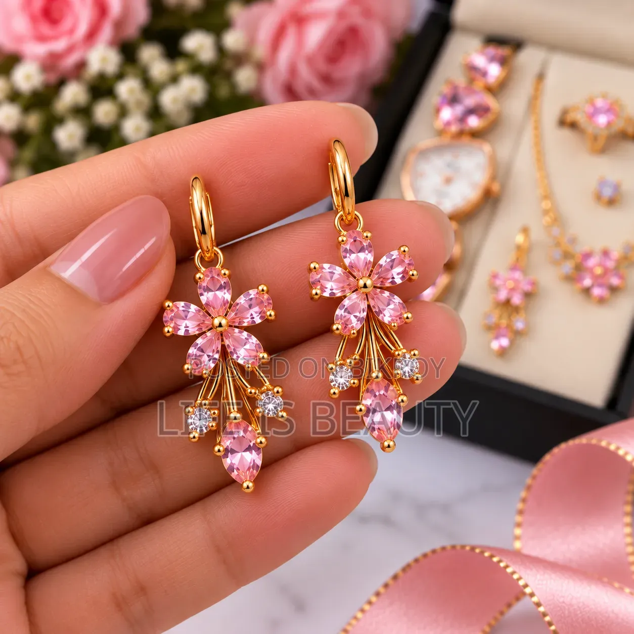 Elegant Jewelry Set for Women | Watch Necklace Ring Earrings Bracelet