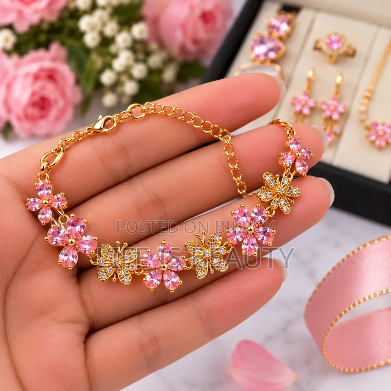 Elegant Jewelry Set for Women | Watch Necklace Ring Earrings Bracelet