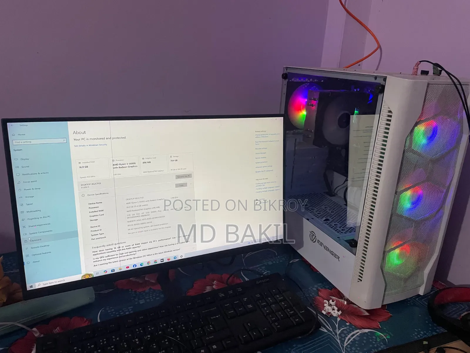 Desktop Computer 16GB AMD Ryzen 5 HDD+SSD 256GB