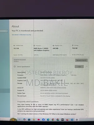Desktop Computer 16GB AMD Ryzen 5 HDD+SSD 256GB