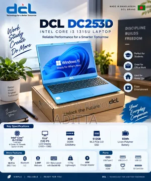 New Laptop 8GB Intel Core i3 SSD 512GB