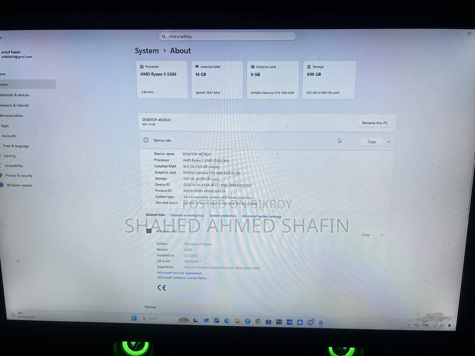 Desktop Computer Microsoft 16GB AMD Ryzen 5 SSD 700GB