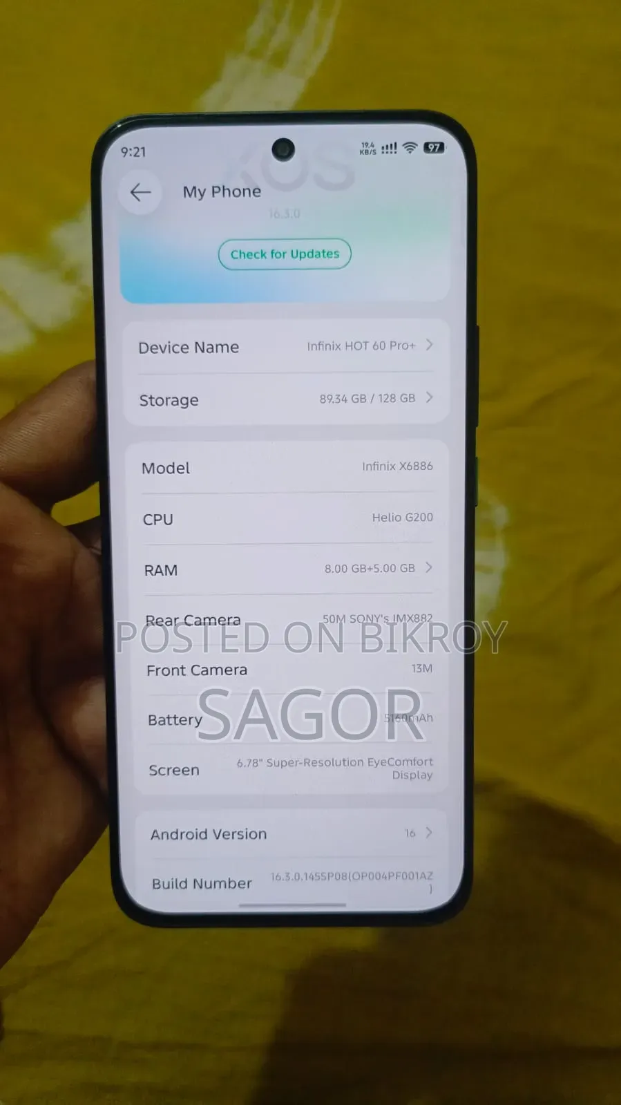 ইনফিনিক্স হট ৬০ প্রো+ ১২৮ জিবি ব্ল্যাক
