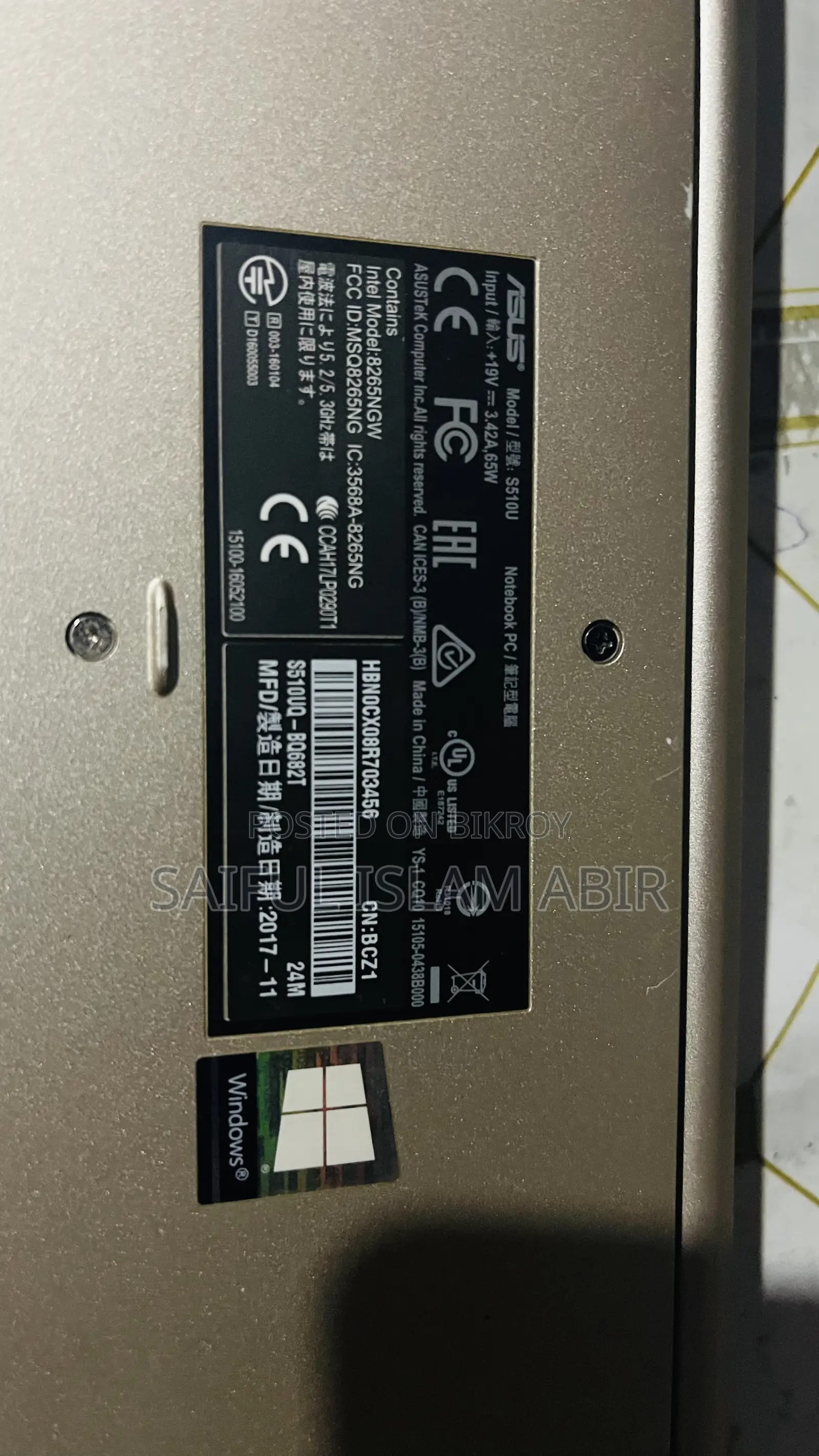 Laptop Asus Vivobook 15 8GB Intel Core i5 HDD+SSD 1T