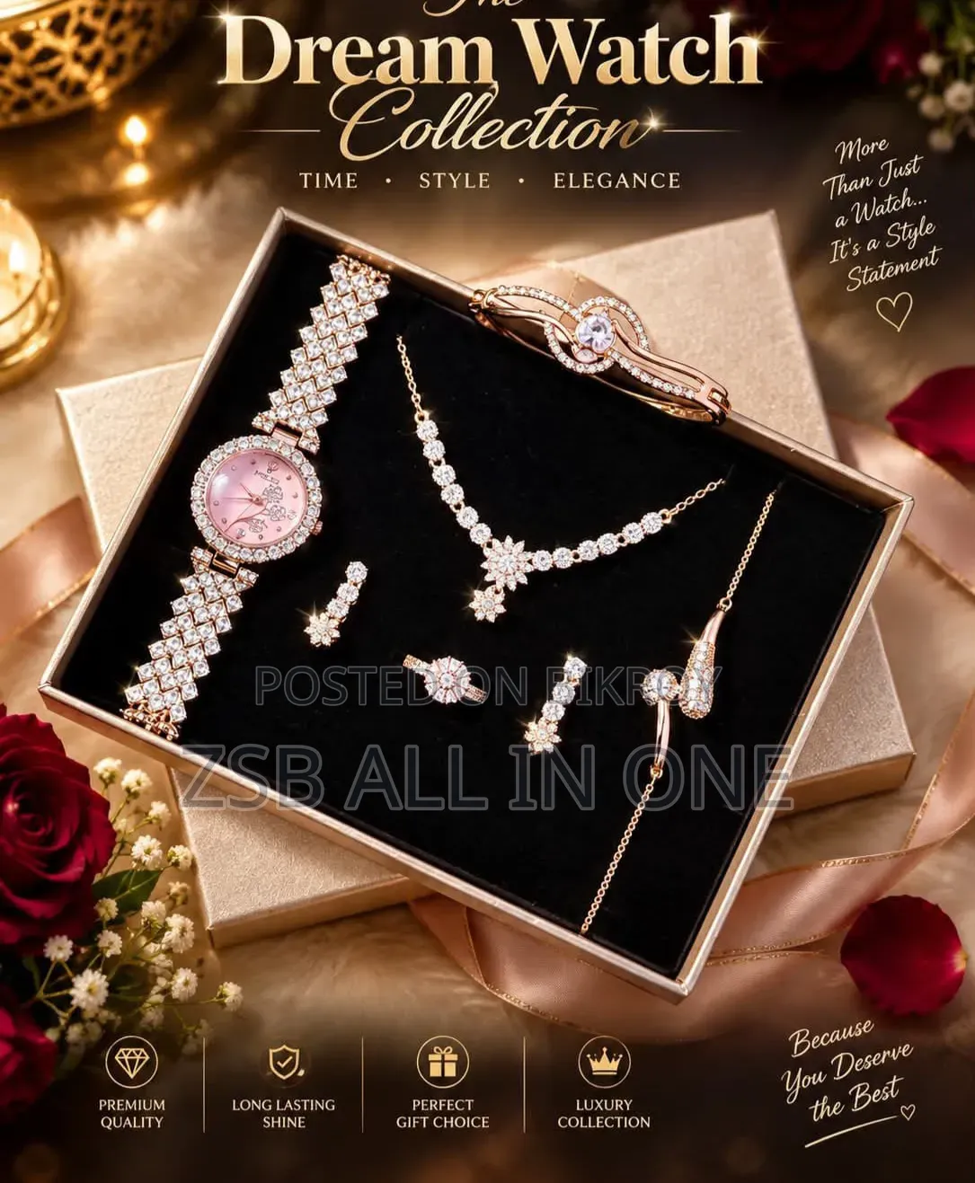 Premium Jewelry & Watch Gift Set