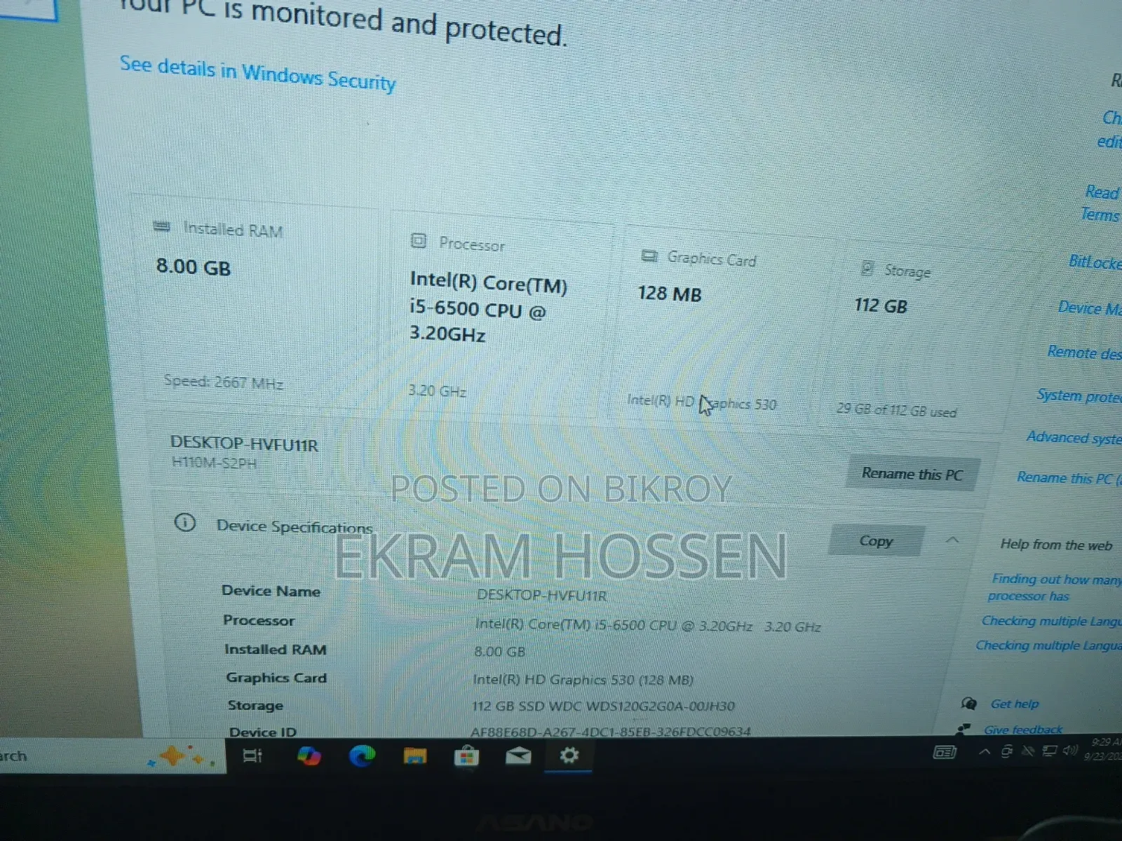 Desktop Computer Gigabyte GB-BKi3HA-7100 8GB Intel Core i5 SSD 128GB