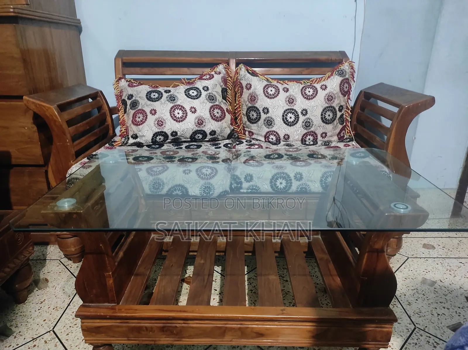 Chittagong Teak Wood Premium Sofa Set and Tea Table
