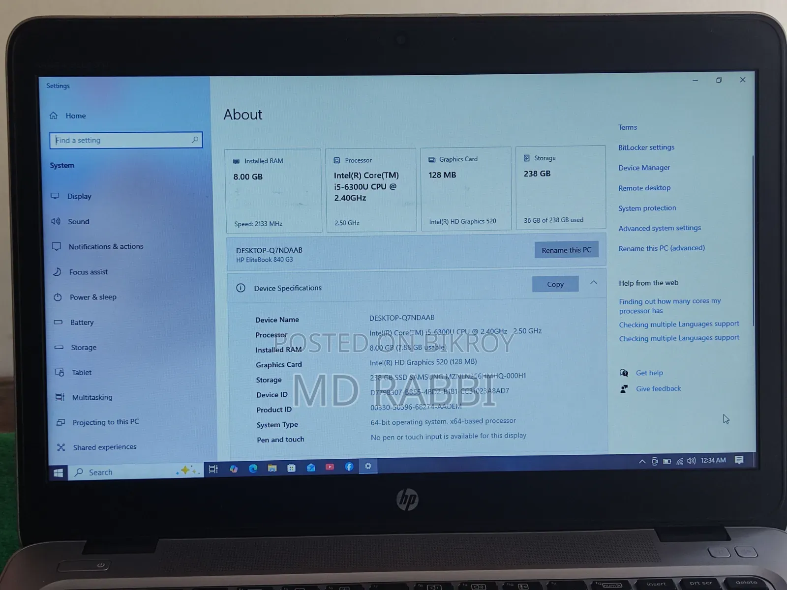Laptop HP EliteBook 840 G3 8GB Intel Core i5 SSD 256GB
