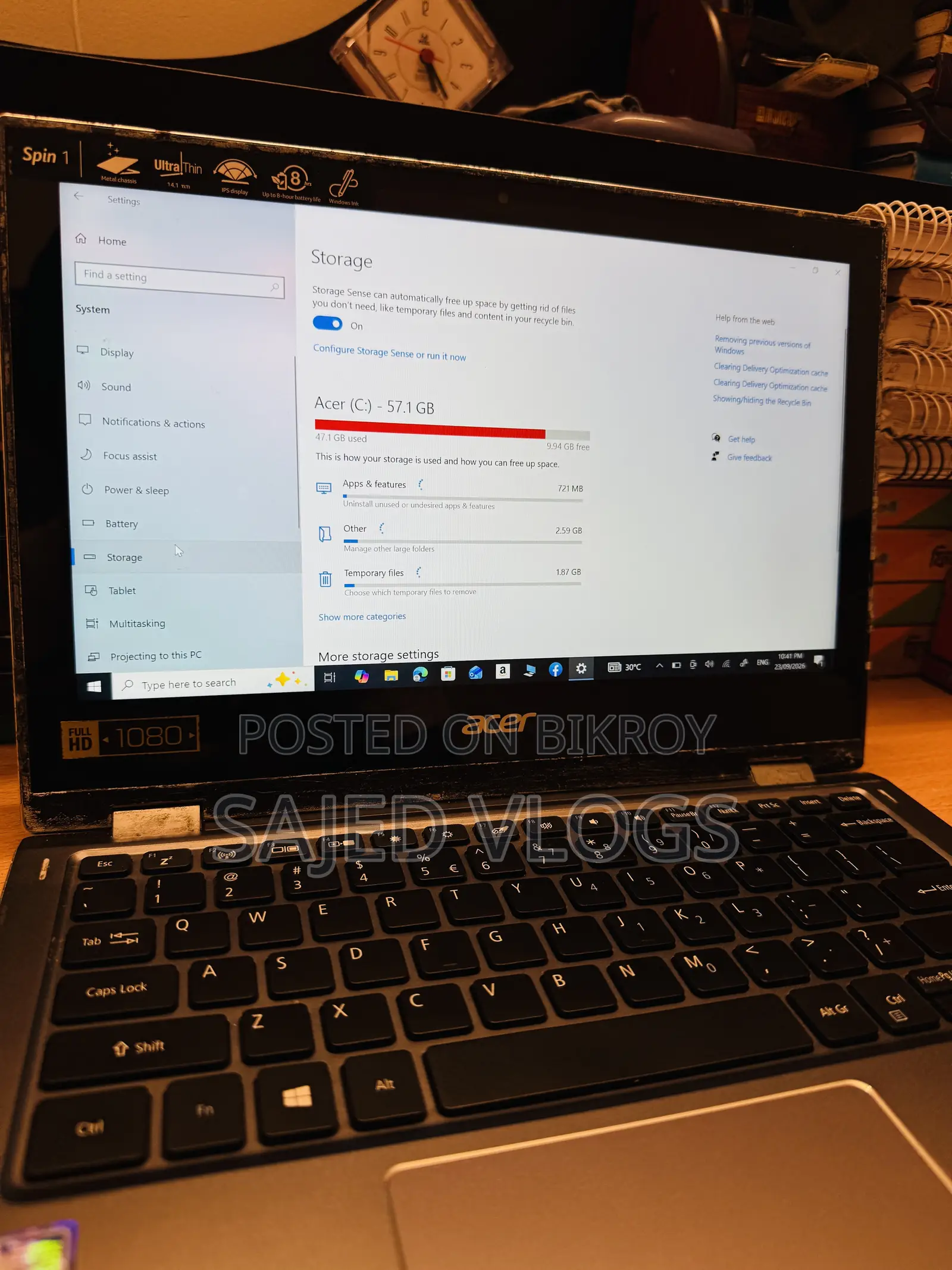 Laptop Acer Spin 1 4GB Intel Core i7 SSHD+SSD 128GB