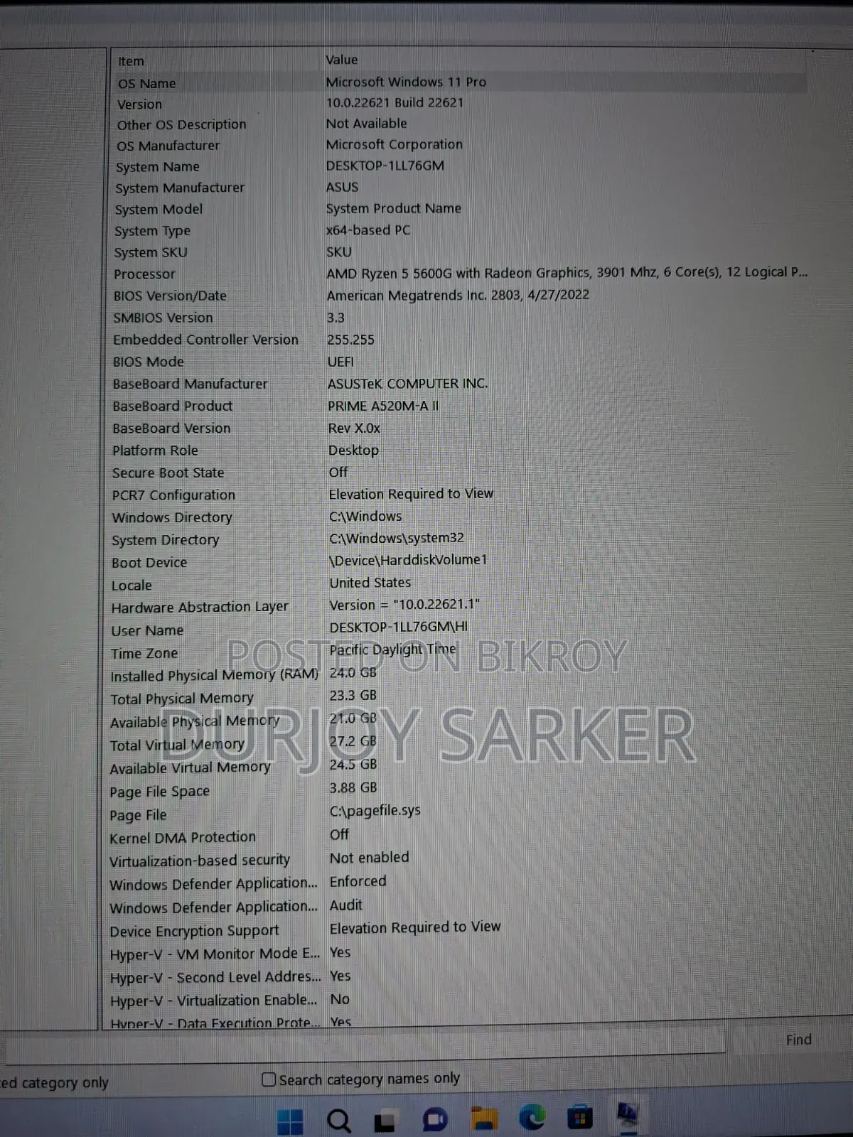 Desktop Computer Asus 24GB AMD Ryzen 5 SSD 512GB