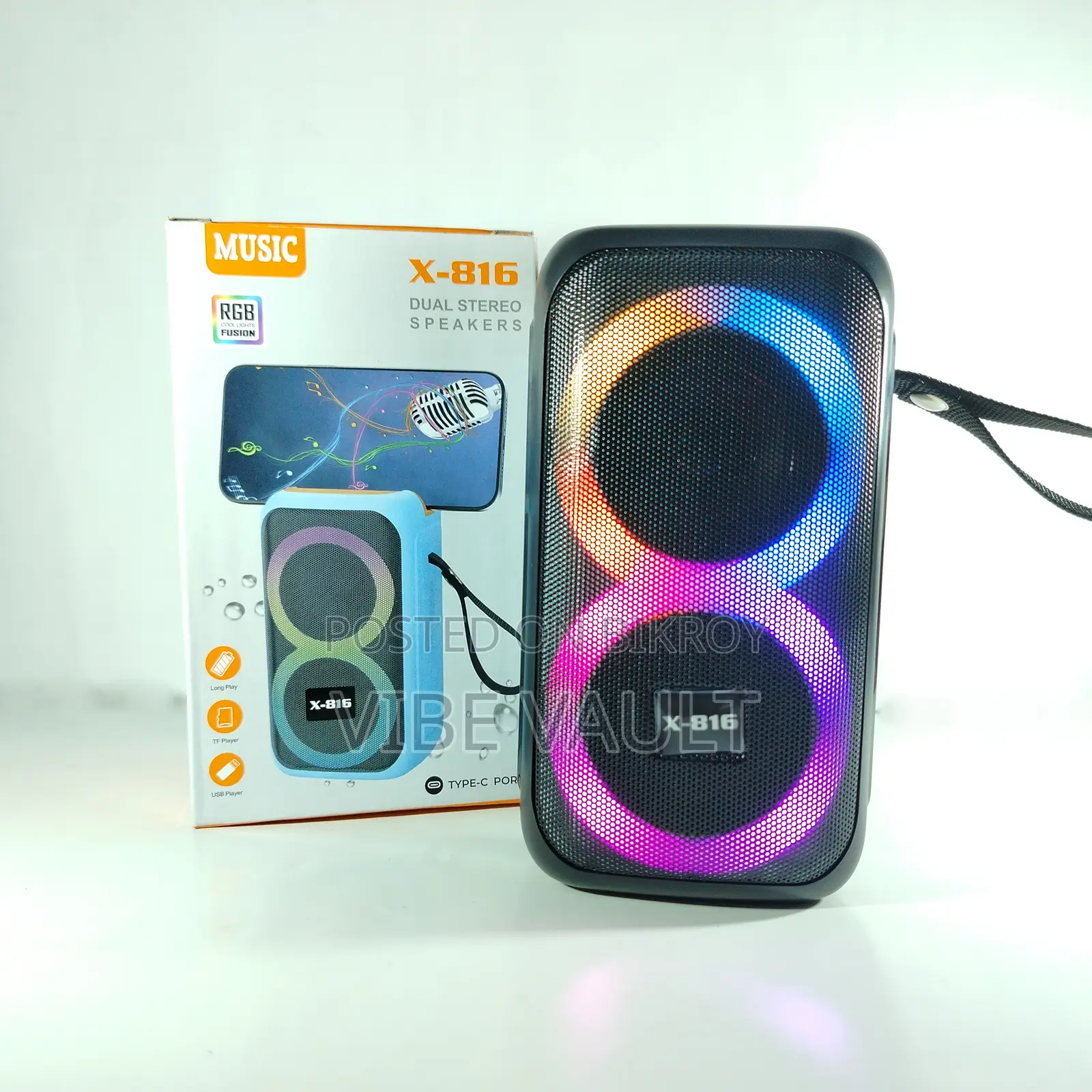 X-816 Dual Stereo RGB HiFi Wireless Bluetooth Speaker