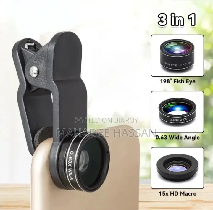 [New] 3 in 1 Clip Camera Lens Kit 180° Fish Eye | 0.67X Wide Angle