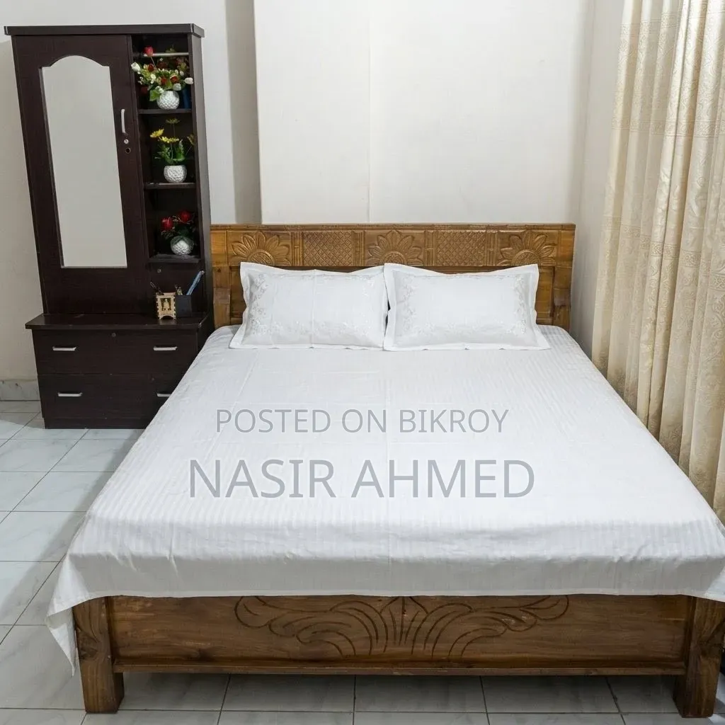 Wooden Bed (5x7) + Dressing Table