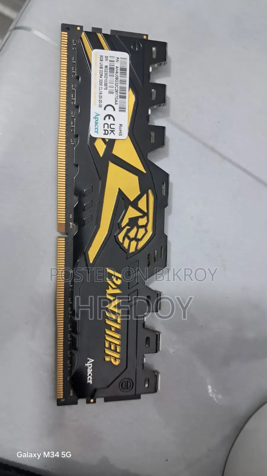 Apacer Panther Golden 8GB DDR4 3200MHZ Dasktop RAM