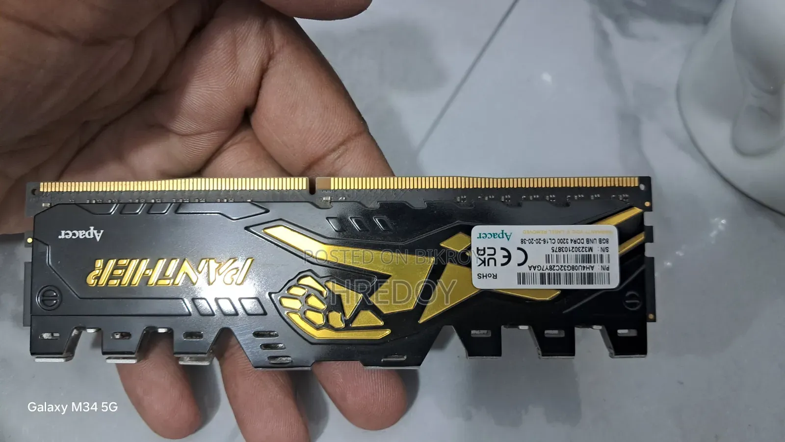 Apacer Panther Golden 8GB DDR4 3200MHZ Dasktop RAM