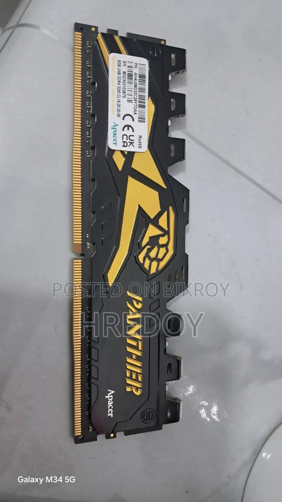 Apacer Panther Golden 8GB DDR4 3200MHZ Dasktop RAM