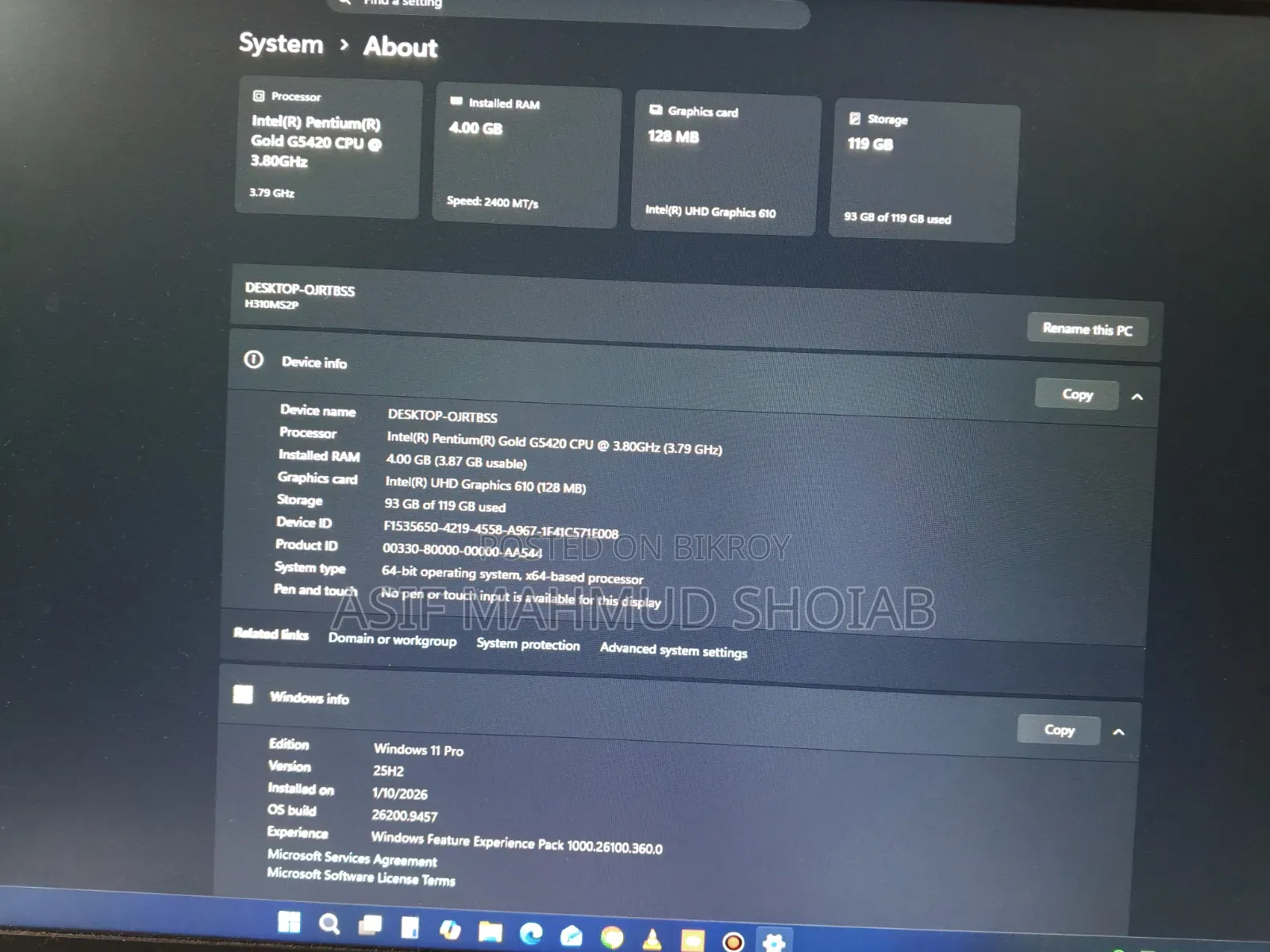 Desktop Computer 4GB SSD 128GB
