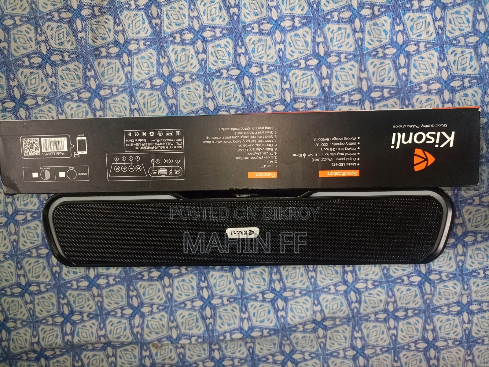 New Kisonli LED - 913 Sound Speaker (Only - 4 Days Use) (Full Ok)