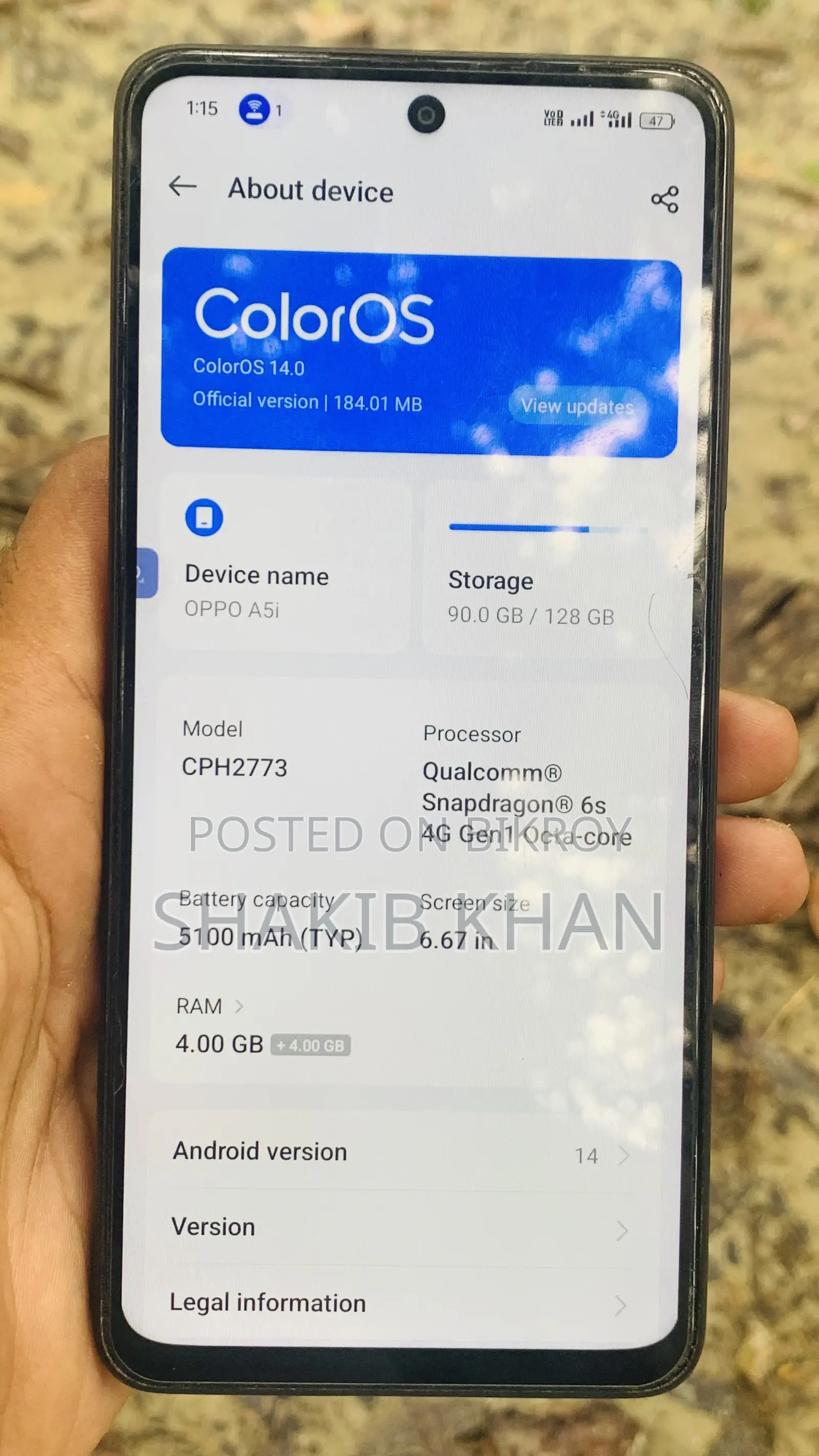 Oppo A5i 128 GB Black