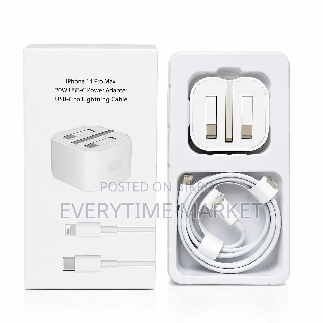 iPhone 14 Pro Max 20W USB-C Power Adapter + USB-C to Lightning Cable