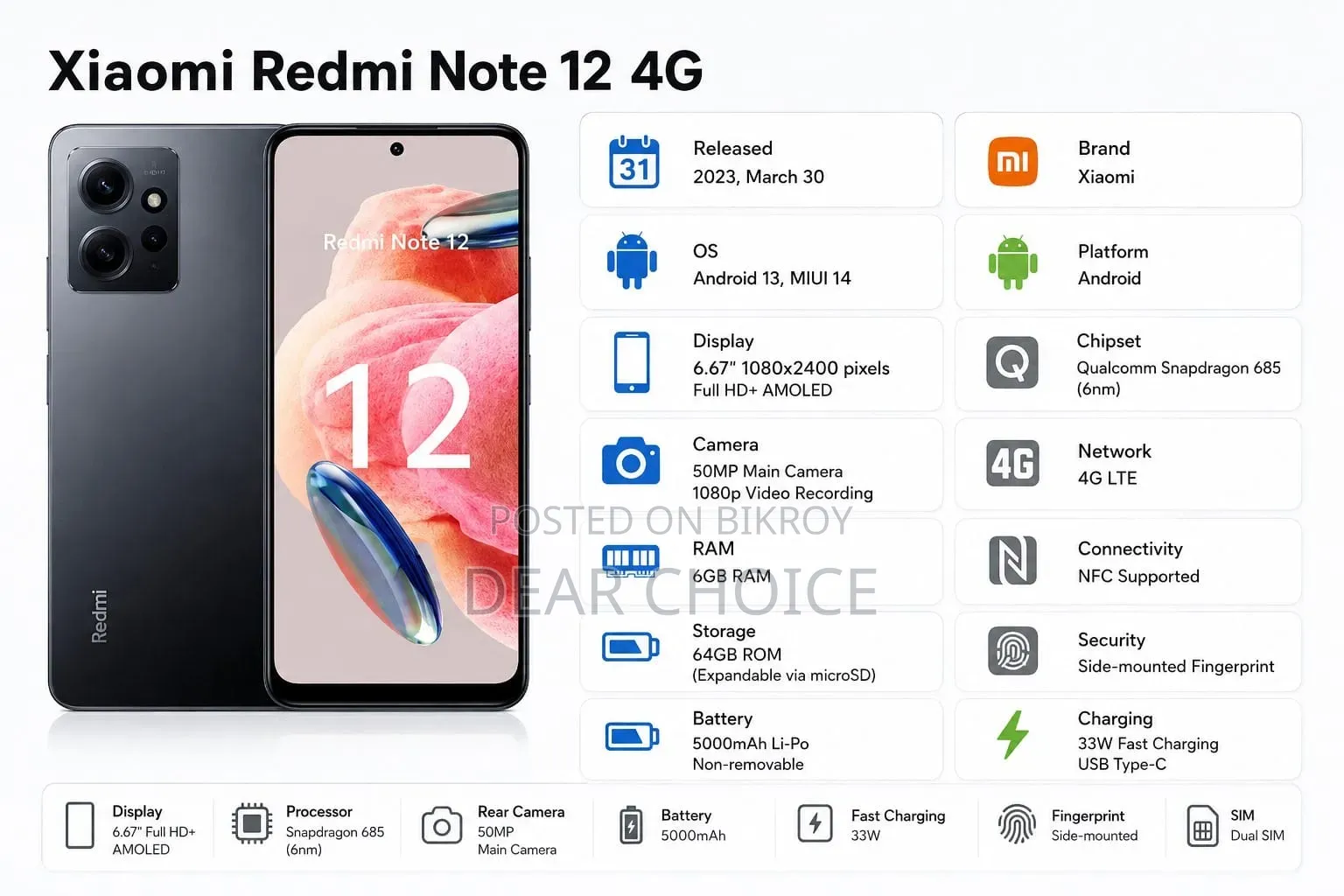 Xiaomi Redmi Note 12 128 GB Gray