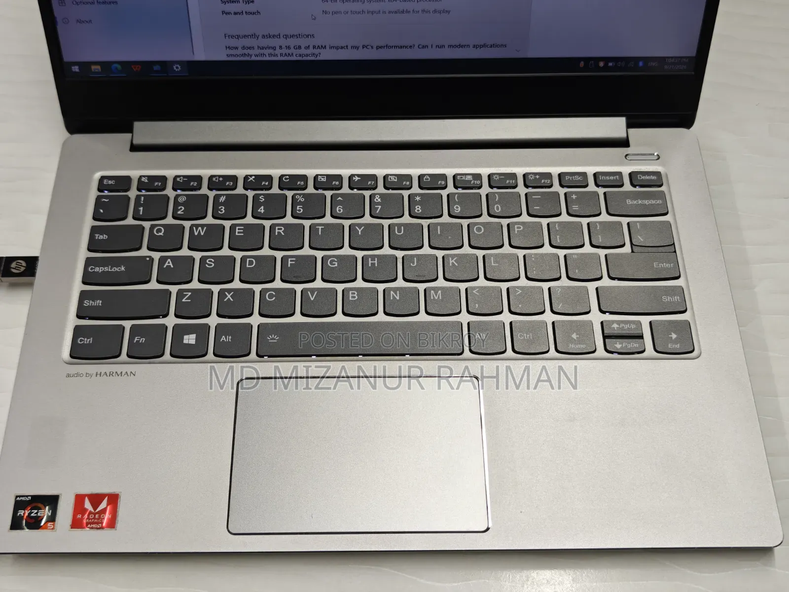 Laptop Lenovo 8GB AMD SSD 256GB