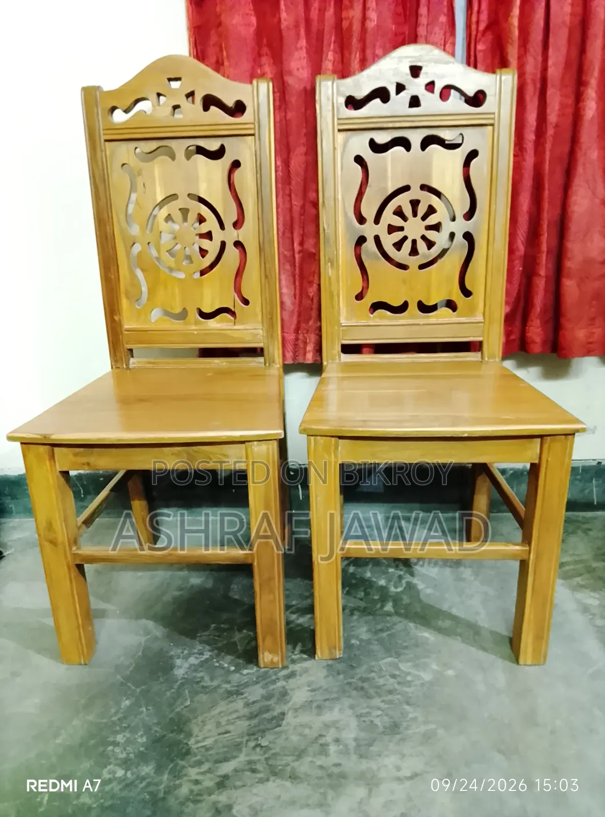 Two Teak Wood Dining Chairs (Brand New, Made 3 Months Ago)