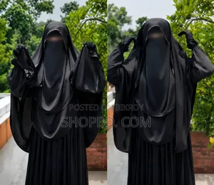 প্রিমিয়াম কোয়ালিটি চেরি জর্জেট ব্ল্যাক হিজাব ও বোরখা সেট