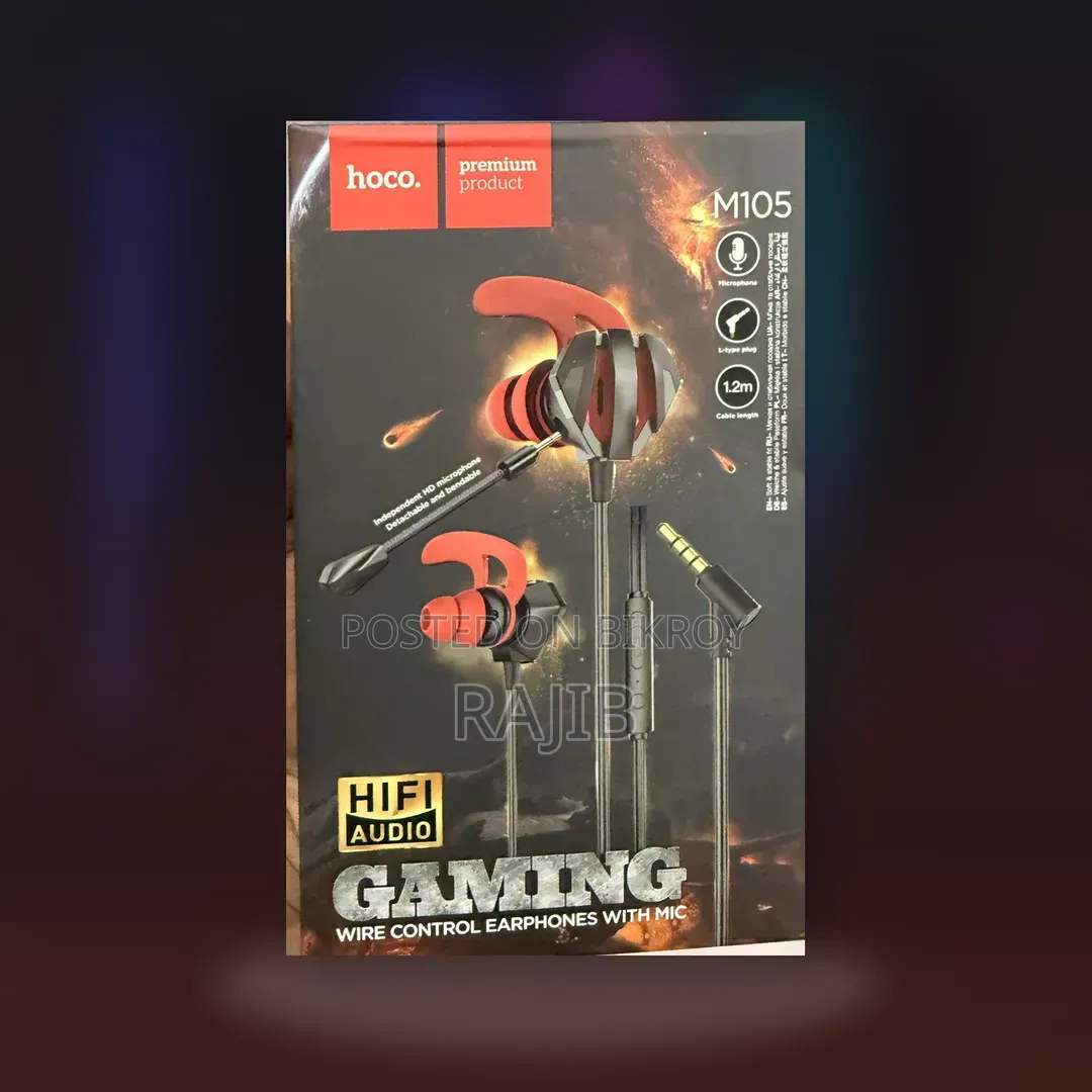 Hoco M105 Sharp, Wired Gaming Earphones With Mic Original Base