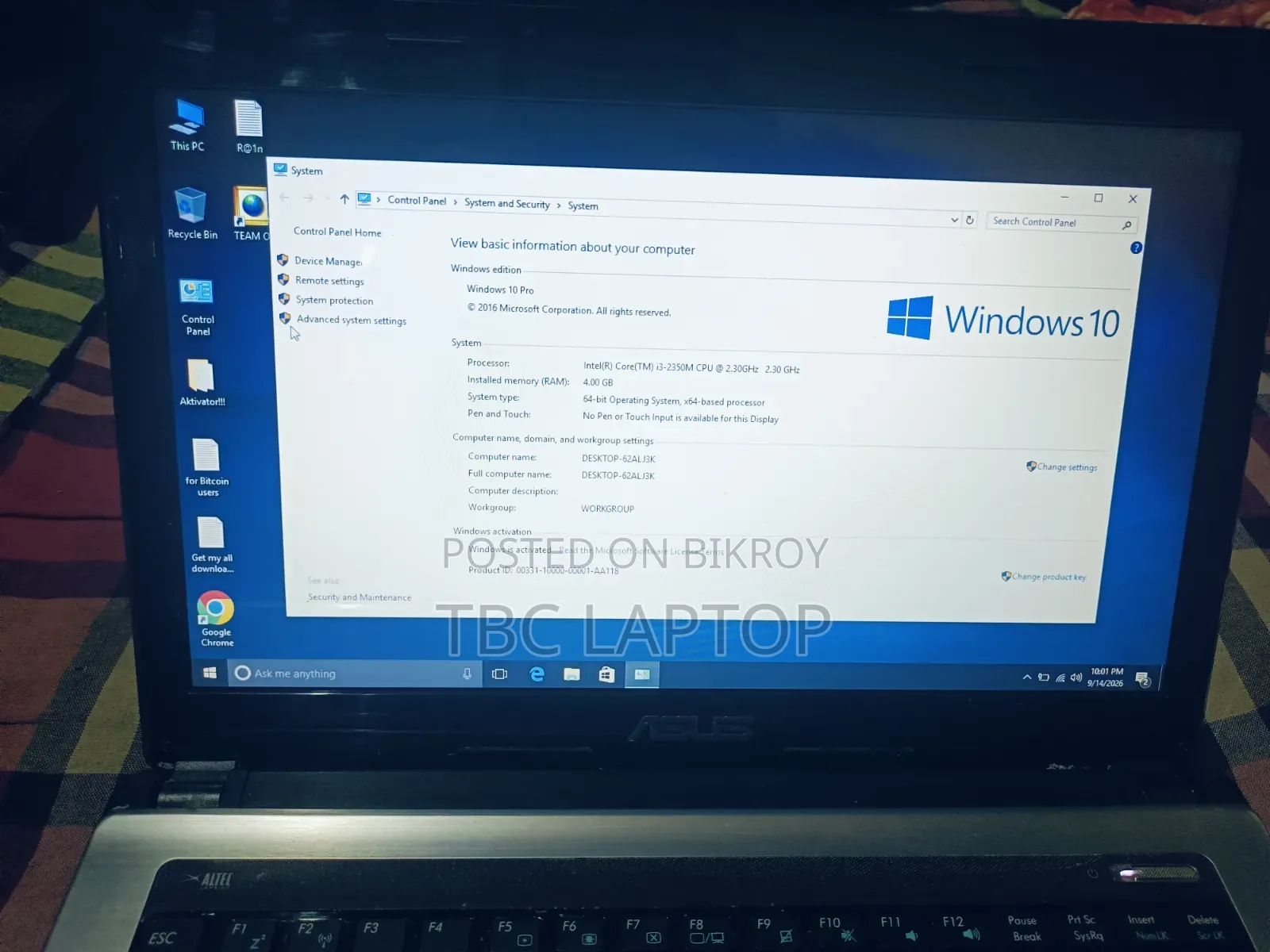 Laptop Asus A42F 4GB RAM Intel Core i3 500GB HDD