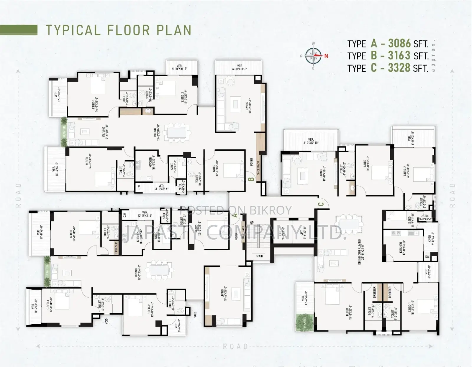 4 Bedroom Apartment in Japasty Company Ltd, Basundhara for sale