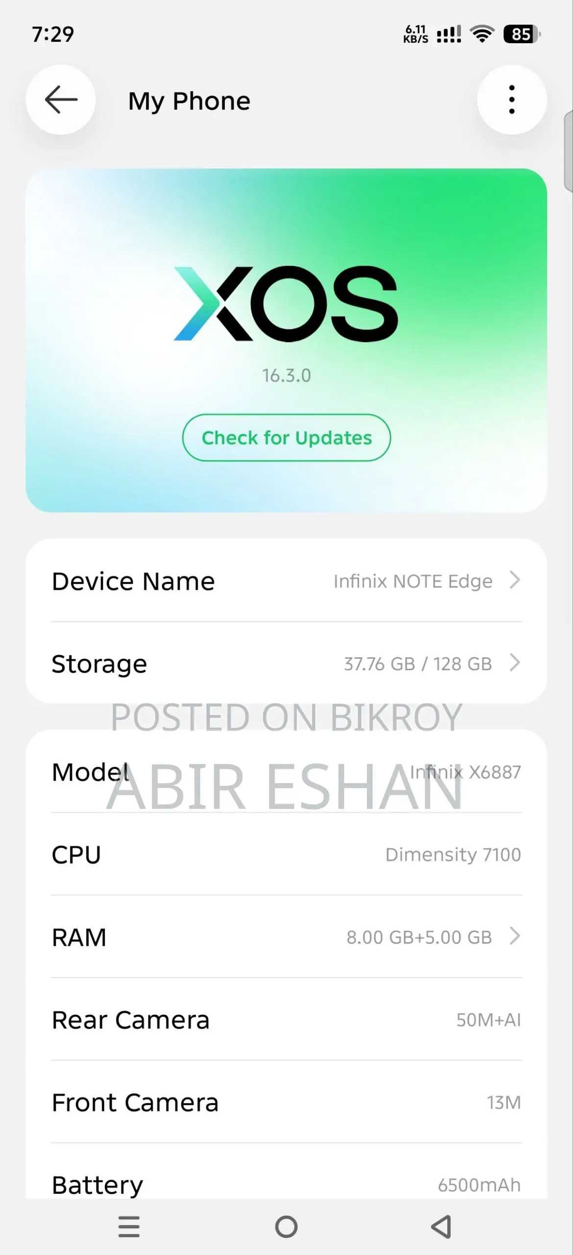 Infinix Note Edge 128 GB Black