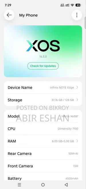 Infinix Note Edge 128 GB Black