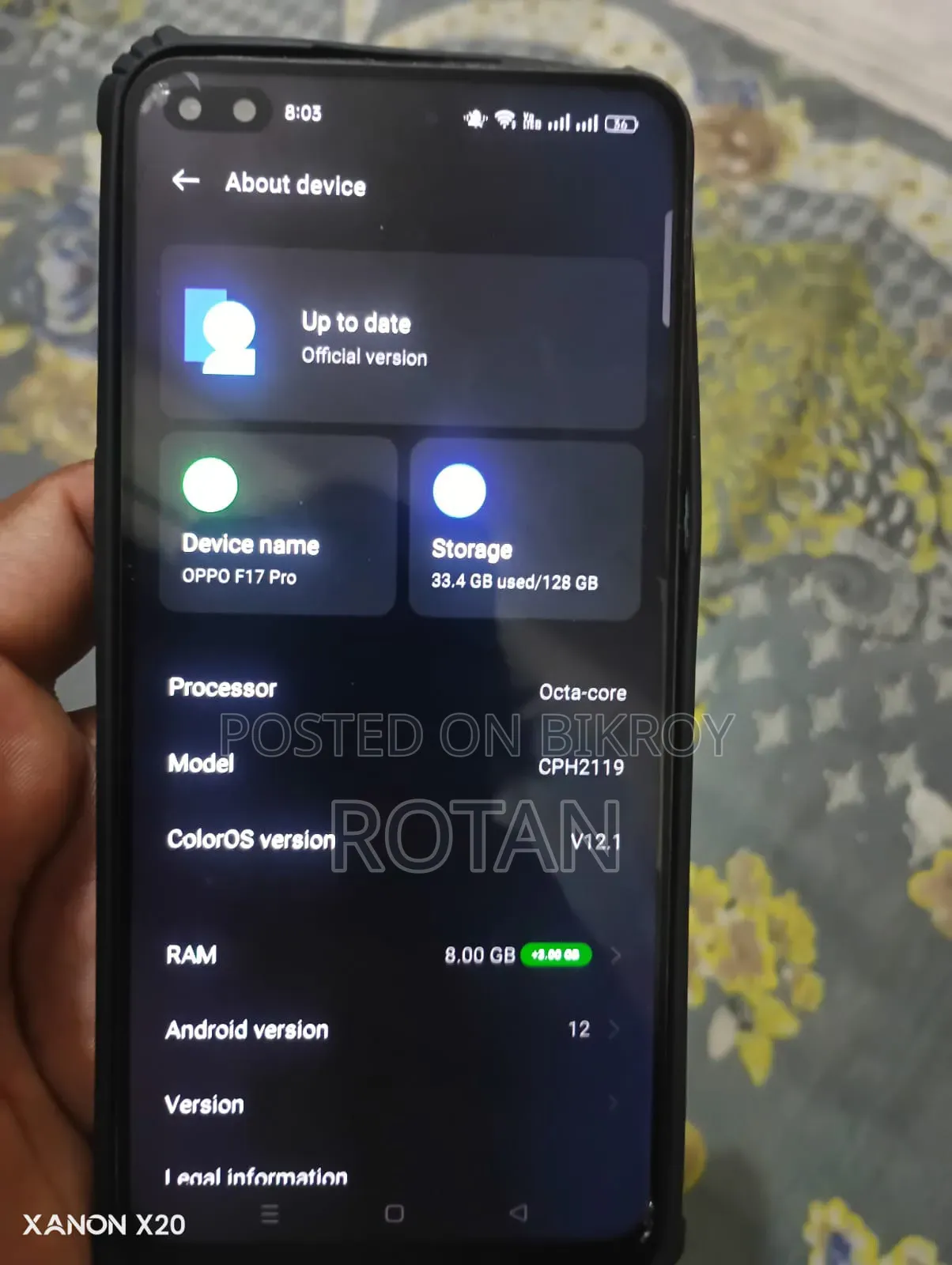 অপ্পো এফ১৭ প্রো ১২৮ জিবি ব্ল্যাক