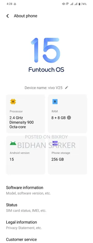 Vivo V25 256 GB Blue