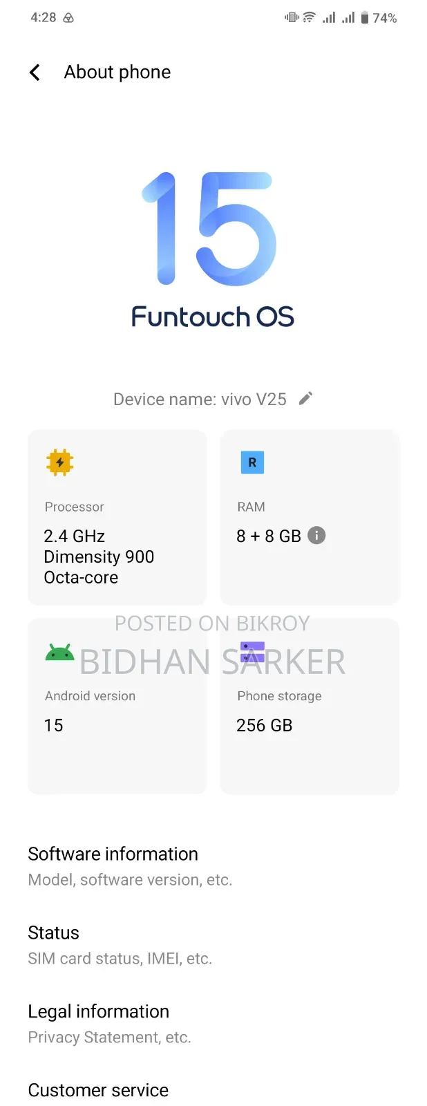 Vivo V25 256 GB Blue