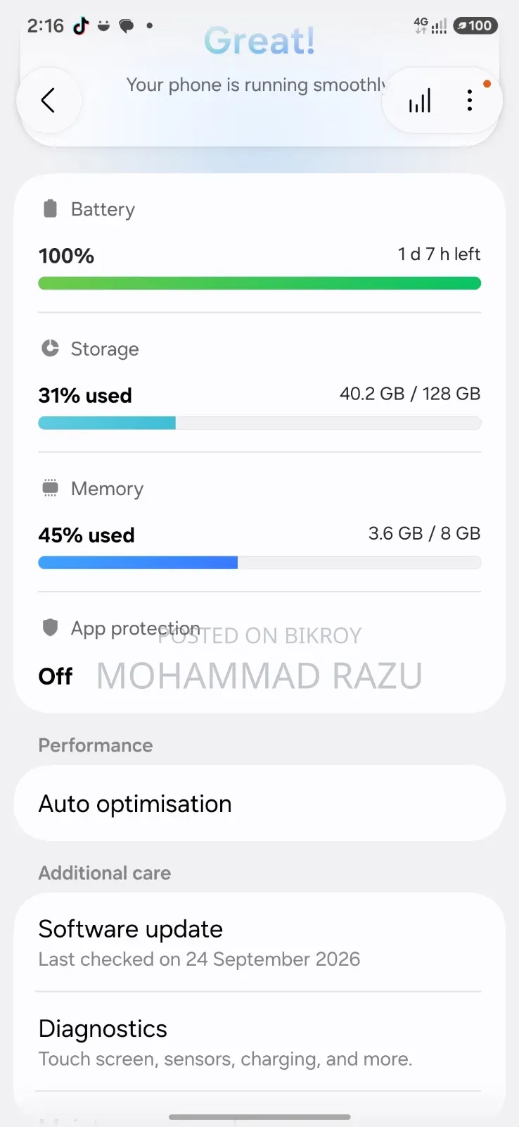 স্যামসাং গ্যালাক্সি এ৫৪ ৫জি ১২৮ জিবি ব্ল্যাক