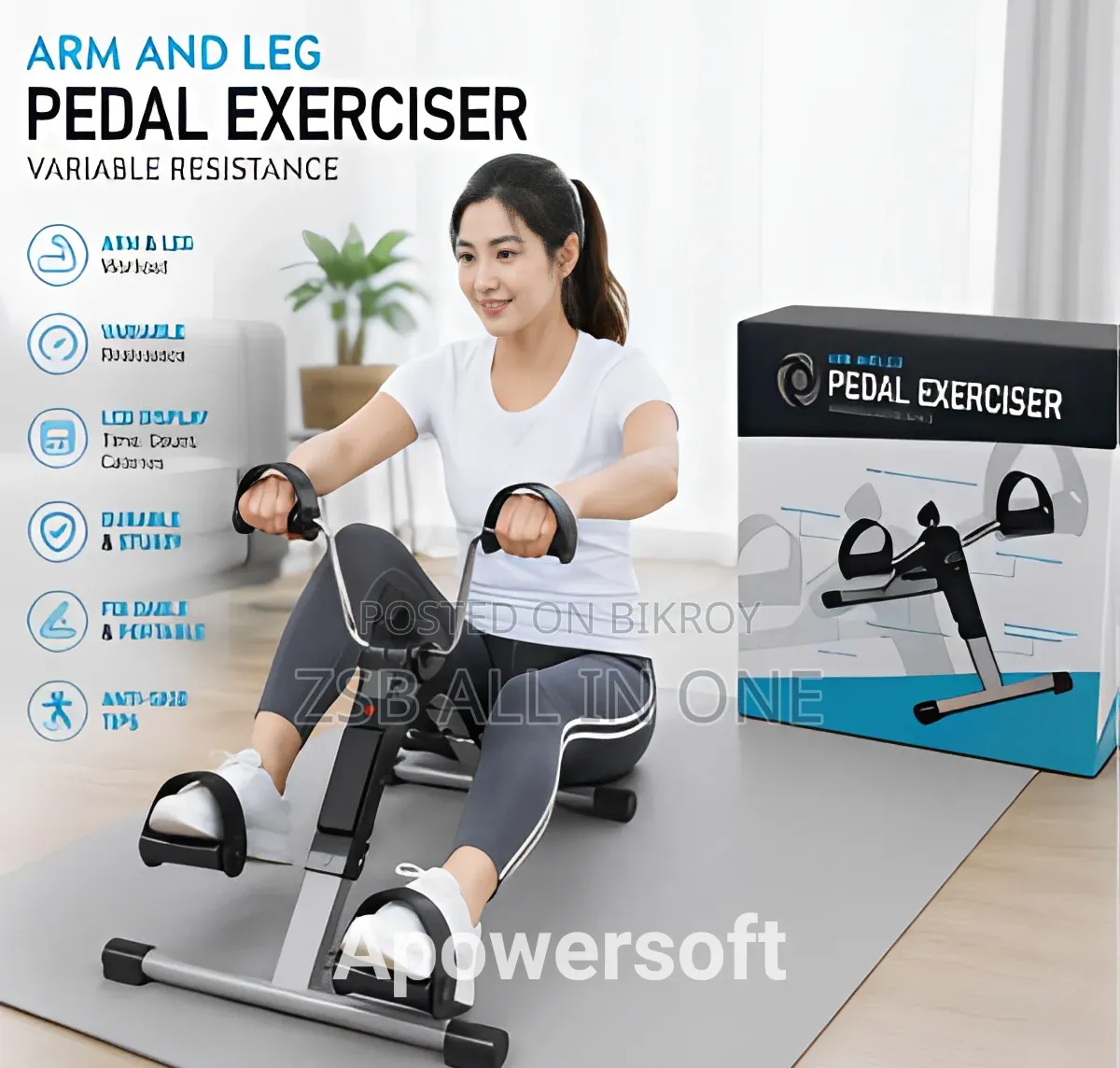 Arm Leg Pedal Exerciser With LCD Display Adjustable Resistance