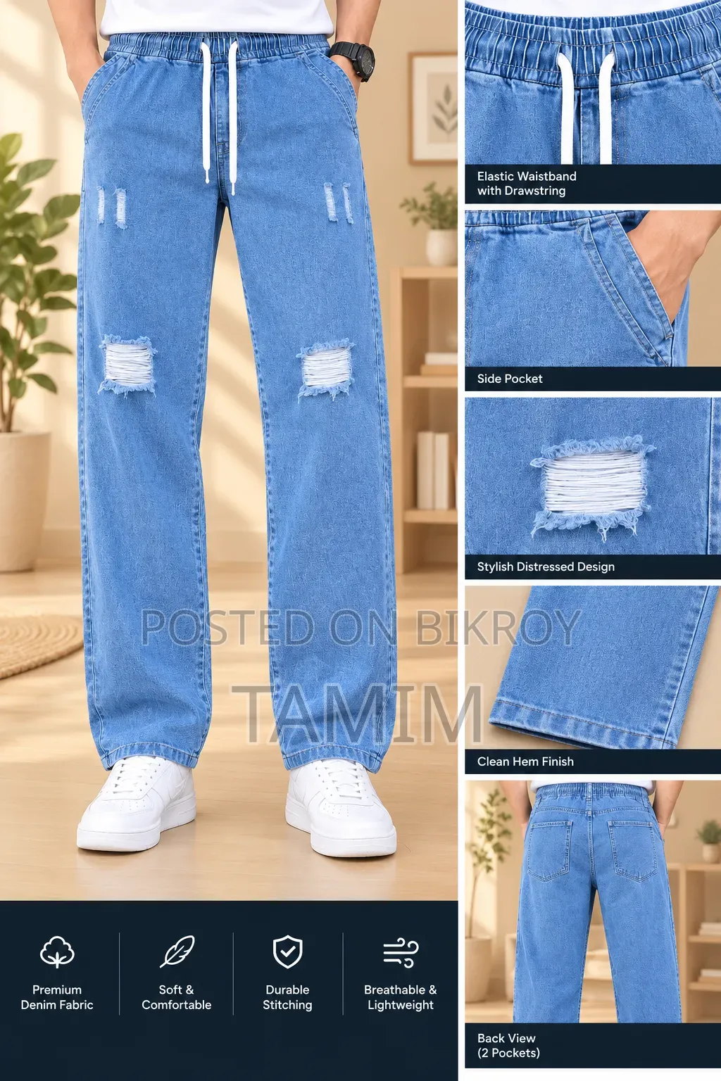 Stylish Semi Baggy Cargo Denim Pants