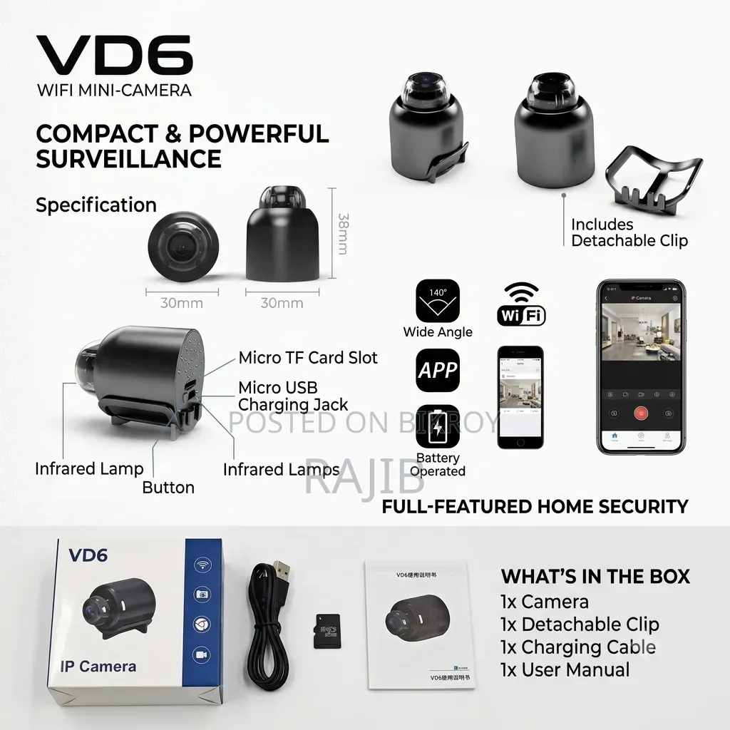 Mini WiFi Smart Security Camera – 1080P HD Wireless IP Camera