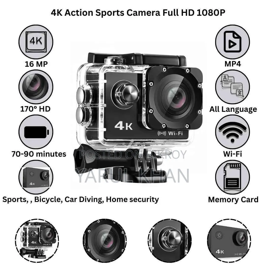 4k Sports Ultra Hd Dv 30m Action Camera- Trendy Tech