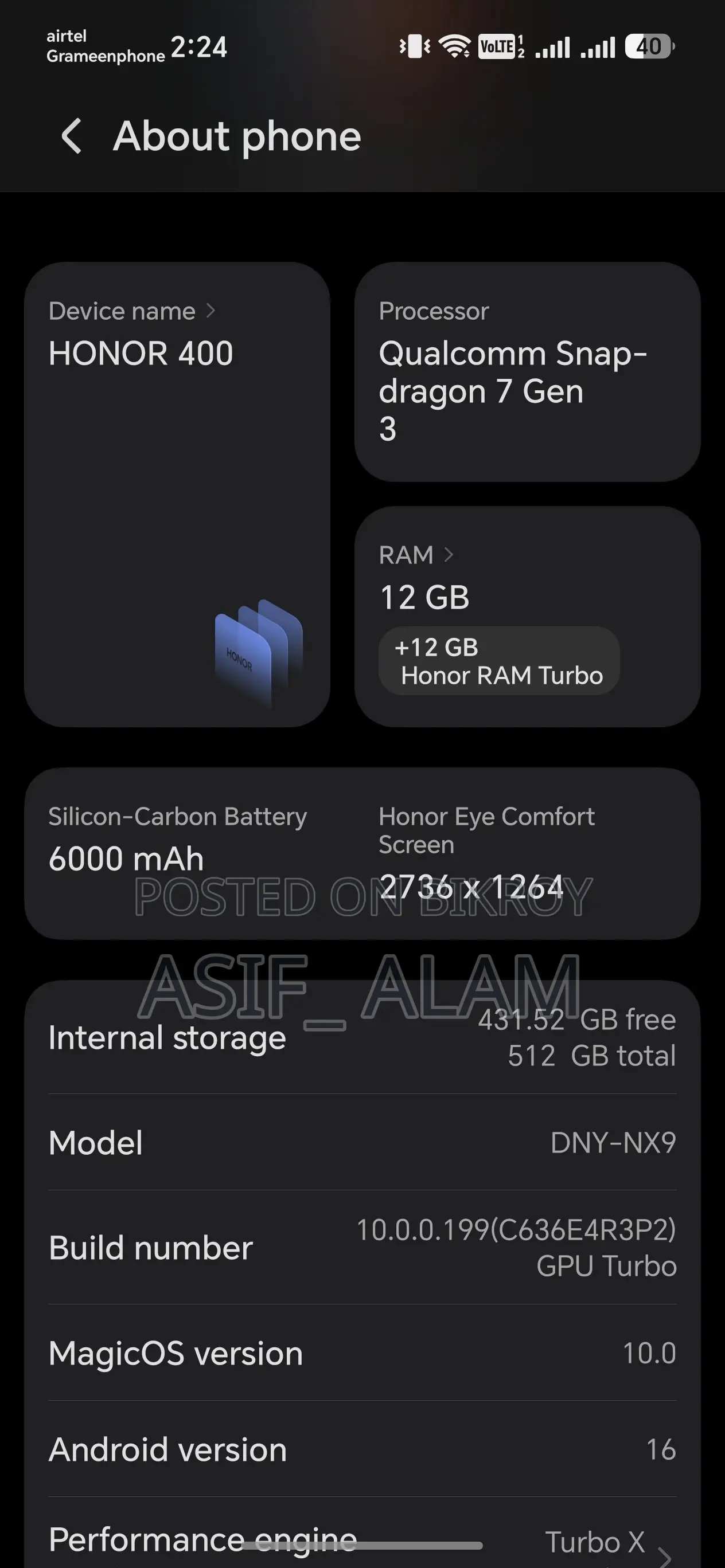 Honor 400 512 GB Rose Gold
