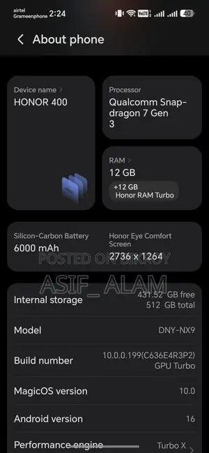 Honor 400 512 GB Rose Gold