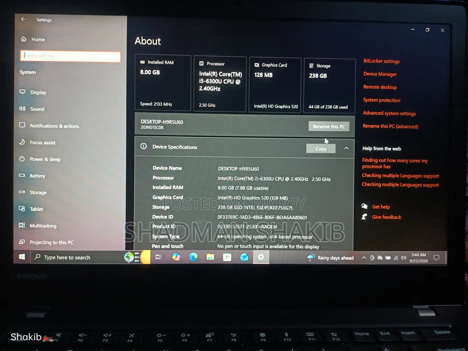Laptop Lenovo ThinkPad T470 8GB Intel Core i5 SSD 256GB