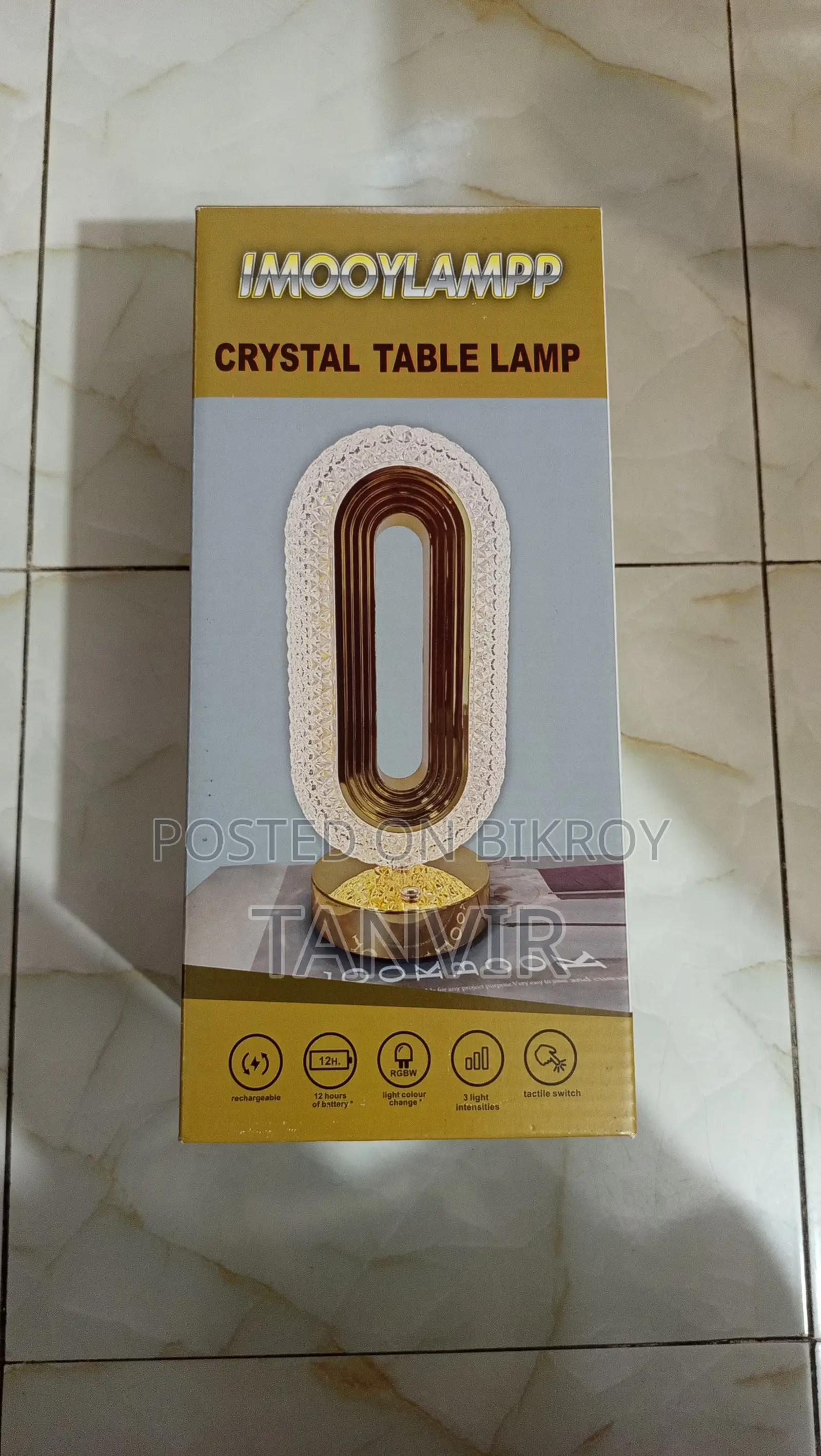 Crystal Table Lamp With Touch Control and 3 Color Lights