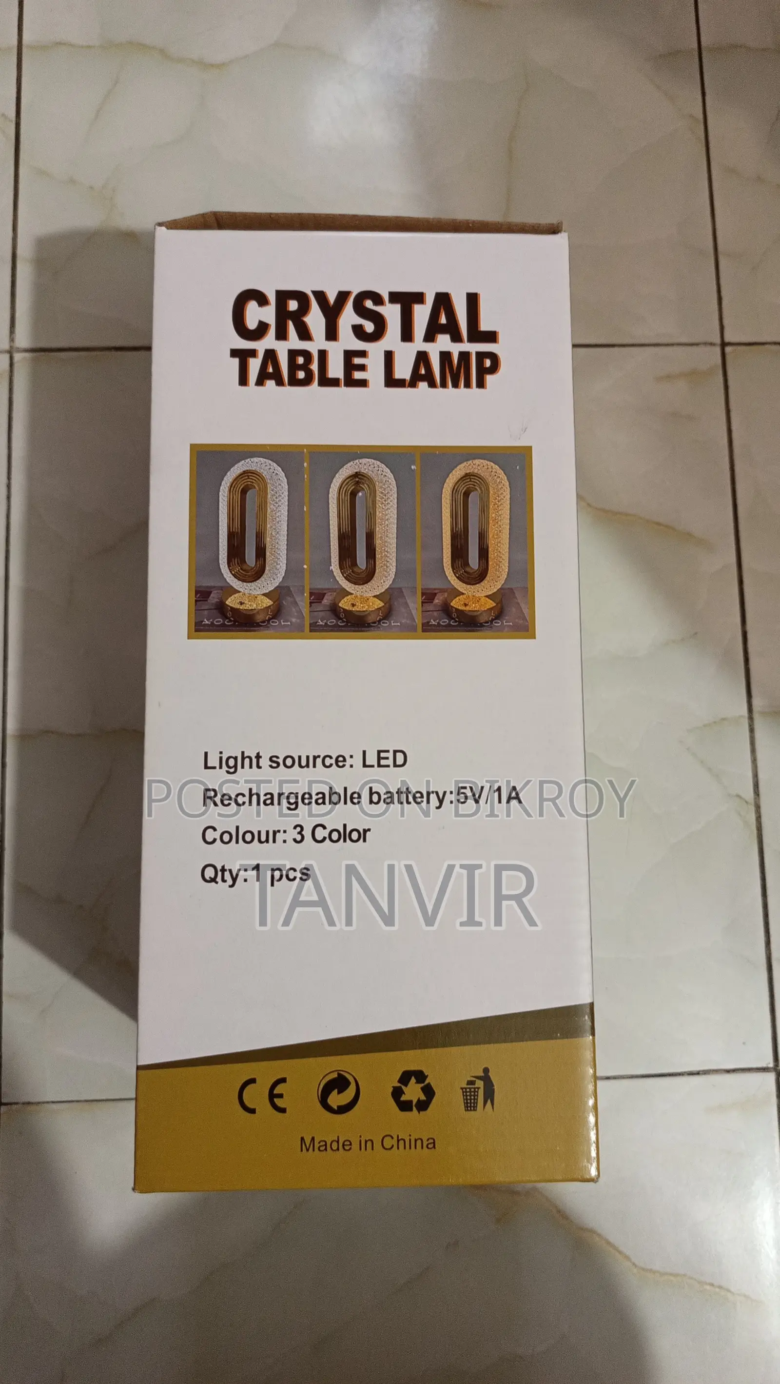 Crystal Table Lamp With Touch Control and 3 Color Lights