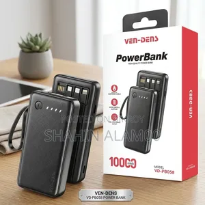 Ven Dens L High-Quality Poer Bank With Built-in Cables Hanging Strap